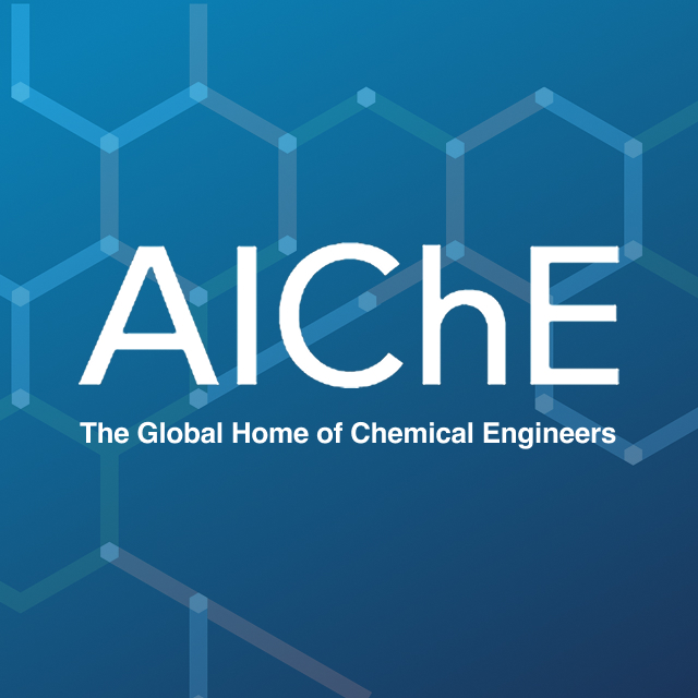 A blue field with the letters 'AIChE' in white lettering.